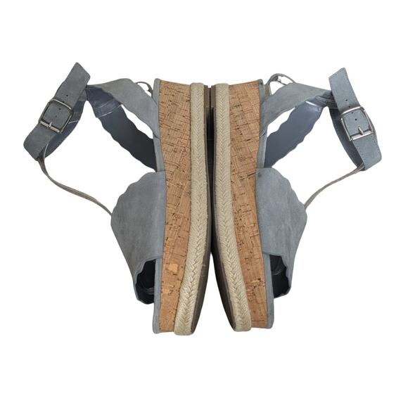 Marc Fisher Blue Suede Faitful Scalloped Wedge Espadrilles 8.5 - Picture 5 of 14